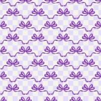 Seamless Purple Bow Pattern on Checkered Background Design vector