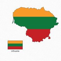 illustration with Lithuania national flag with shape of Lithuania map. Volume shadow on the map vector