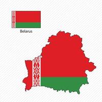 illustration with Belarus national flag with shape of Belarus map. Volume shadow on the map vector