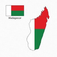 illustration with Madagascar national flag with shape of Madagascar map. Volume shadow on the map vector