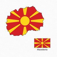 illustration with Macedonia national flag with shape of Macedonia map. Volume shadow on the map vector