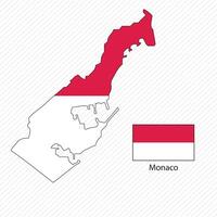 illustration with Monaco national flag with shape of Monaco map. Volume shadow on the map vector