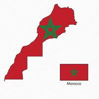 illustration with Morocco national flag with shape of Morocco map. Volume shadow on the map vector