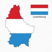 illustration with Luxembourg national flag with shape of Luxembourg map. Volume shadow on the map vector
