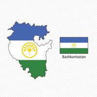 illustration with Bashkortostan national flag with shape of Bashkortostan map. Volume shadow on the map vector