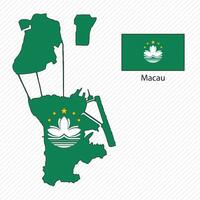illustration with Macau national flag with shape of Macau map. Volume shadow on the map vector