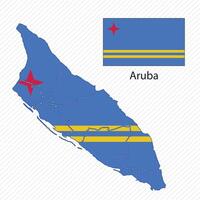 illustration with Aruba national flag with shape of Aruba map. Volume shadow on the map vector