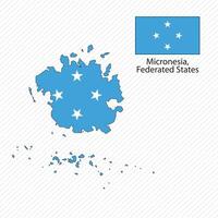 illustration with Micronesia Federated States national flag with shape of Micronesia Federated States map. Volume shadow on the map vector