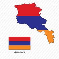 illustration with Armenia national flag with shape of Armenia map. Volume shadow on the map vector