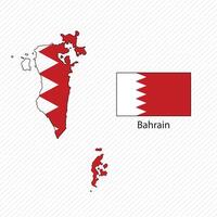 illustration with Bahrain national flag with shape of Bahrain map. Volume shadow on the map vector
