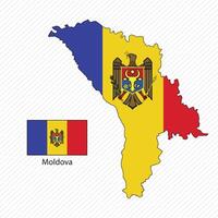 illustration with Moldova national flag with shape of Moldova map. Volume shadow on the map vector