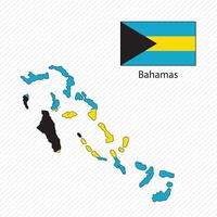 illustration with Bahamas national flag with shape of Bahamas map. Volume shadow on the map vector
