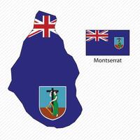 illustration with Montserrat national flag with shape of Montserrat map. Volume shadow on the map vector