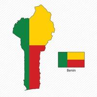 illustration with Benin national flag with shape of Benin map. Volume shadow on the map vector