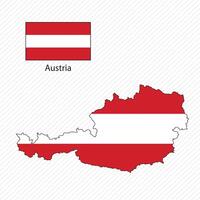 illustration with Austria national flag with shape of Austria map. Volume shadow on the map vector