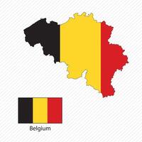 illustration with Belgium national flag with shape of Belgium map. Volume shadow on the map vector