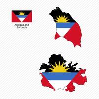 illustration with antigua and antigua and barbuda national flag with shape of antigua and antigua and barbuda map . Volume shadow on the map. vector