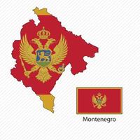 illustration with Montenegro national flag with shape of Montenegro map. Volume shadow on the map vector
