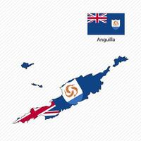 illustration with Anguilla national flag with shape of Anguilla map. Volume shadow on the map vector