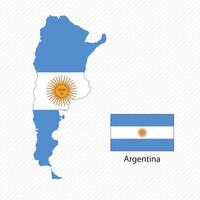 illustration with argentina national flag with shape of argentina map . Volume shadow on the map. vector
