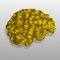 hand draw brain in gold style vector