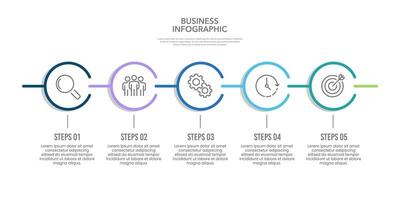 Simple circle infographic 5 steps to success. Presentation, Banner, Report, Information and Project. vector