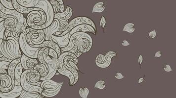 floral pattern with leaves. Hand draw doodle style. vector
