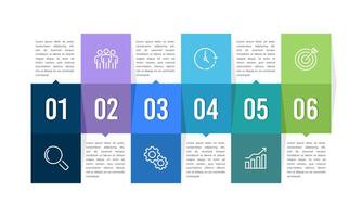 6 Key Events or Business Processes to Success Simple infographic with icons and numbers. Banner, Poster, Presentation and Plan. vector