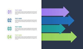 Business Presentation Arrow Infographic Template with 4 Steps to Success. Report, Information, Marketing and Strategy. vector