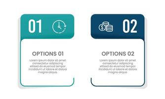 Infographic 2 options comparing money and time in business management. Presentation, Report, Data and Strategy. vector