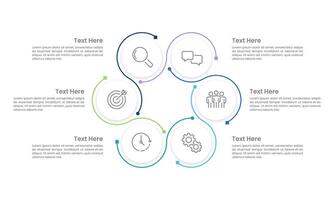 Infographic Workflow 6 Processes to Business Success. Presentation, Framework, Strategy, Management and Development. vector