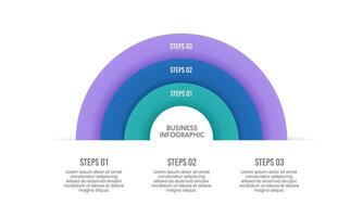3 Steps or Options Semicircle Infographic Template. Business presentation, Report, Data and Information. vector