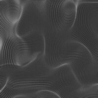 Dark soft wavws halftone dots background. Black and white flying smoke point texture. Abstract wavy dotted lines wallpaper. Distorted wavy surface, gradient spotted digital pattern vector