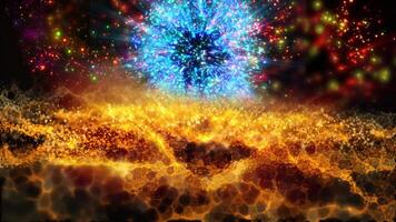Magical waves of bright energy.High tech rainbow light ray particles and bokeh energy video