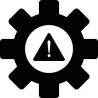 System error icon . System failure symbol . Settings icon with exclamation mark . Gear error icon vector