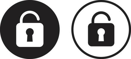 Unlock icon set in two styles . Unlock padlock icon . Encryption icon . illustration vector