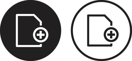 Add document icon set in two styles . Add file icon . Upload file icon . illustration vector