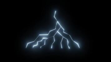 Silent lightning with light vibrations on black background. Crack style thunder with bluish white light. The effects of electric voltage have many branches video