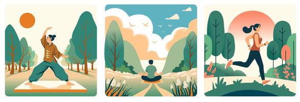 Dynamic Jogging in Park Illustration vector