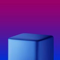 3D blue cube podium isolated. Stage for product presentation icon. Empty stage square podium. Minimal blue scene. Pedestal 3D platform vector