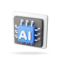 3d AI Chip isolated on white. Render artificial intelligence chipset set icon. AI processor in business, science and work. Computer semiconductor part. Technology and engineering vector