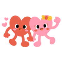 Couple Hearts funny cartoon characters. Valentines day, Couple in love concept png