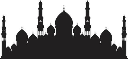 Mosque silhouette architecture isolated on white background. Islamic mosque illustration for ramadan kareem and eid mubarak vector