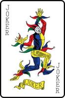 Joker card classic. joker playing card in retro style. colorful card game. joker card colorful illustration. vector