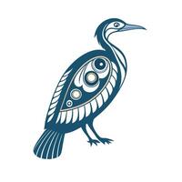 Hand drawn cormorant with illustration, elegant birds icon for your project. vector