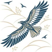 Seamless birds and geomatic pattern design vector