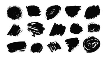 Charcoal shape, ink paint brush, grunge organic blob, irregular stain, black stroke spot isolated on white background. Abstract simple different styles shapes and textures splash. vector
