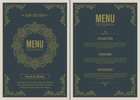 Menu Layout with ornamental Elements. vector