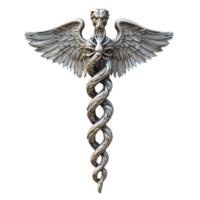 Silver Caduceus Symbol with Wings png