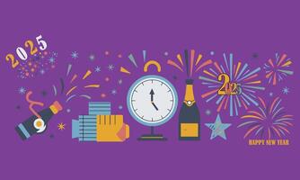 New year's eve elements collection icons for web. Set of new year party elements vector